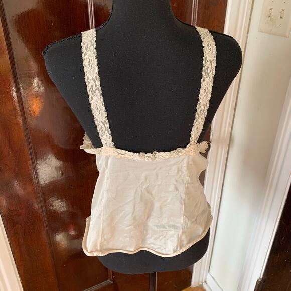 Vintage Cream ILGWU Lace Nylon Camisole Lingerie Wide Straps Made In USA - Picture 9 of 16